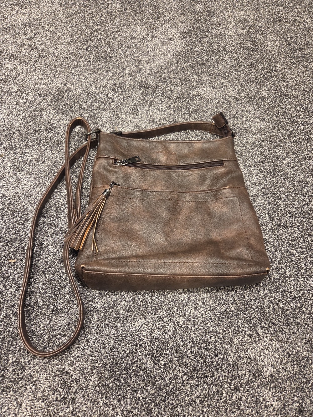 Women's Brown Crossbody Bag with Tassel Accent